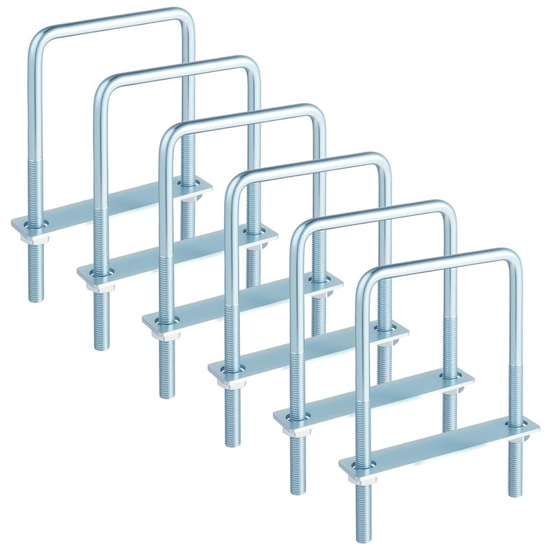 AOKLIT Store AOKLIT6 Pcs Square U Bolts 4 inch Wide Zinc Plated, U Bolt Carbon Steel for Sailboat Trailers, Tube, Industrial Supplies(3/8'' x 4'' x 7'') - Image 1